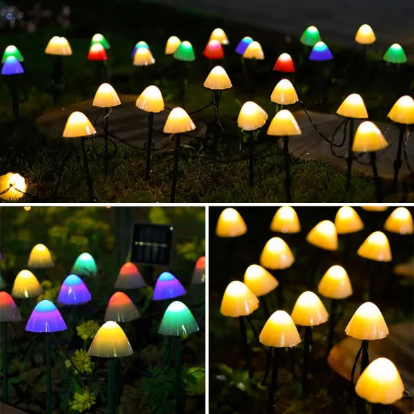 LED 태양광 정원등 태양열 정원 옥상 마당 잔디등 화단 꾸미기 버섯등 5M, 옐로우라이트 머쉬룸