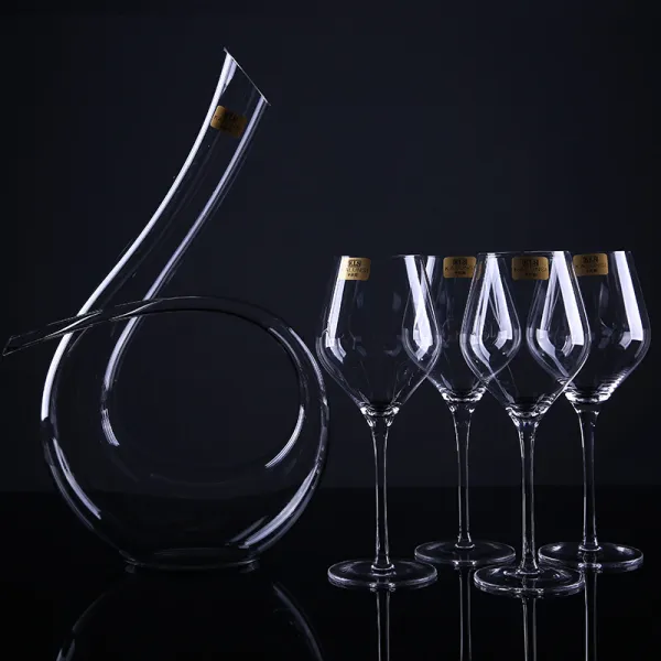 와인 컵 세트 와인 컵 수정 고발컵 3400ml 수공 무연 수정 유리 해장기 와인 컵 가용 술잔 술잔 세트 4마리 340ML+6자 술그릇