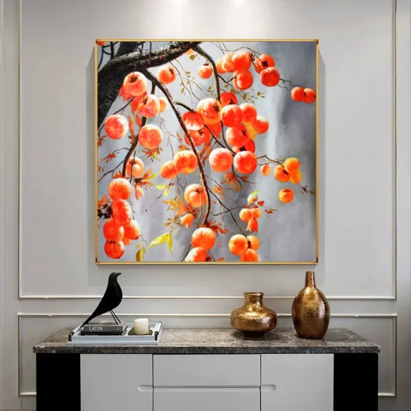 가을 풍수 감나무 보석십자수 재물 부자되는 취미 벽장식 Diy 50x50cm