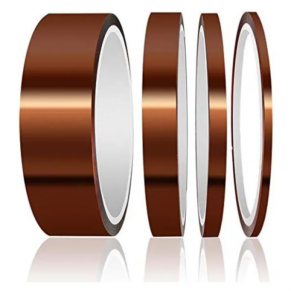 High Temp Tape ELEGOO 4 Pack Polyimide High Temperature Resistant Tape Multi-Sized Value Bundle 1/8’’ 1/4’’ 1/2’, Color = Brown