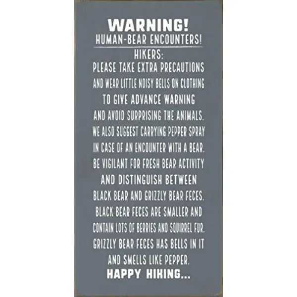 Eom Sawdown 도시 국가 나무 기호 튼튼한 Pixin 흰 9x18 Warning! Human Bear Encounters! E0529084gdhf9k7 기본 기본