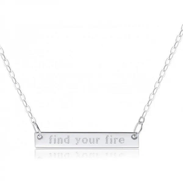 바 목걸이 [불을 새겨 라 찾기]-(가로-믿다 바)-영감을주는 보석류-[.925 Sterling Silver]-18 인치