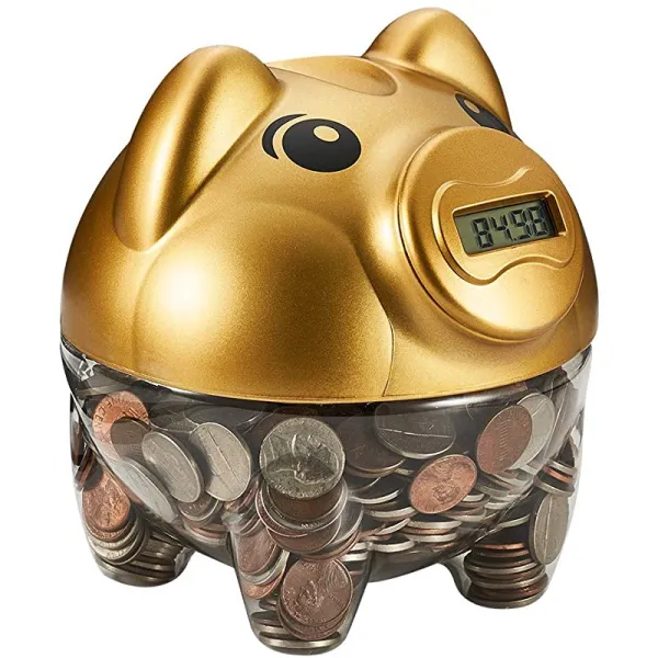 LCD 디스플레이 자동 코인 카운터 총계를 갖춘 SYYISA Piggy Bank 디지털 카운팅 코인 뱅크 어린이 성인 소년 소녀 골드에게 완벽한 독특한 선물 만들기, 상세페이지 참조