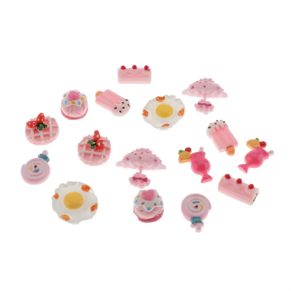 QDY 16pcs 음식 수지 Flatback 버튼 스크랩북 DIY 공예 전화 꾸밈음, As Described