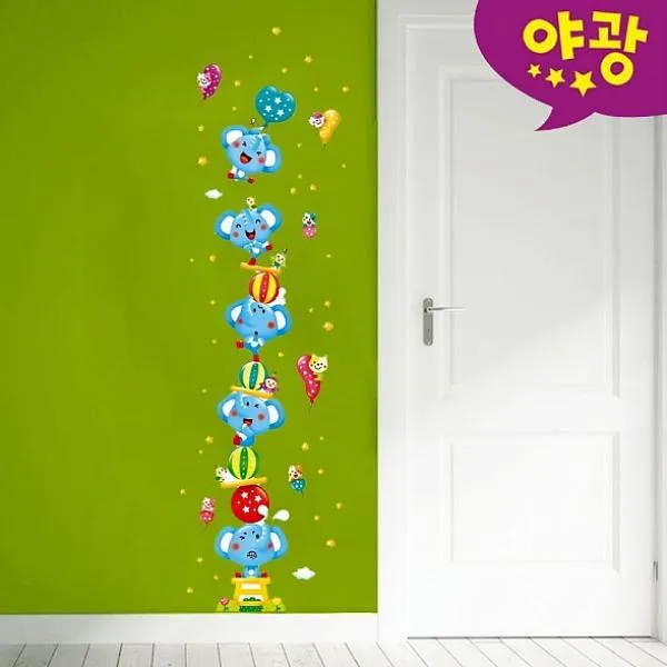 큐브리빙샵 키재기스티커 아기코끼리 친구들 FDT-6313, 없음