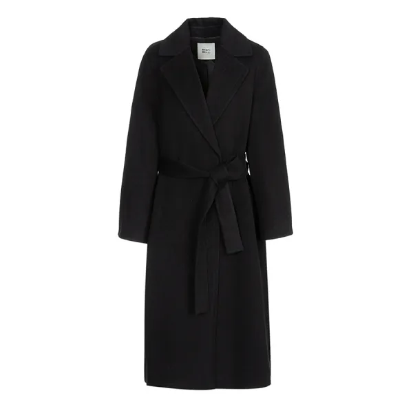 베스띠벨리 2019 여성 코트 71% 할인 무료배송 핸드메이드 캐시미어 울 블랜딩 벨트 스트랩 블랙