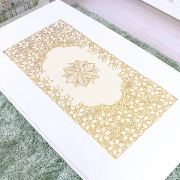 유니팡 정미 PVC 금박 탁상용 천 롱 사각 티테이블 매트 차 탁자보 40 84CM x2개, 바람기