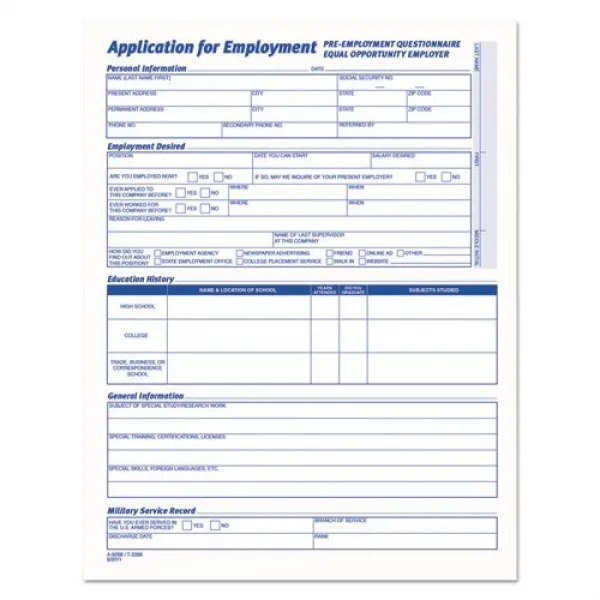 TOP3288 - Tops Comprehensive Employment Application Form TOP3288-탑 종합 고용 신청서, nullSET