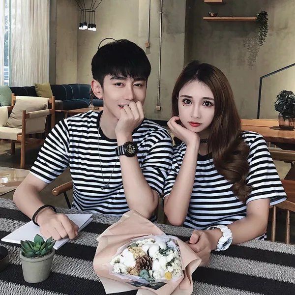ZoneSHOP 남녀공용 커플티 반팔 티 셔츠 커플룩 단체티 면티X5 585826144595