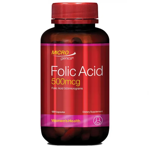 Microgenics Folic Acid 500mcg 120 Capsules, 1개