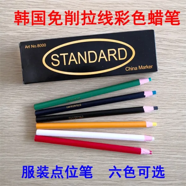 STANDARD 남측 인라인 크래용 무삭제 스티커 찢기 의류 수입 점적 크레용 화이트Z, 그린 한 박스 에 12 개.