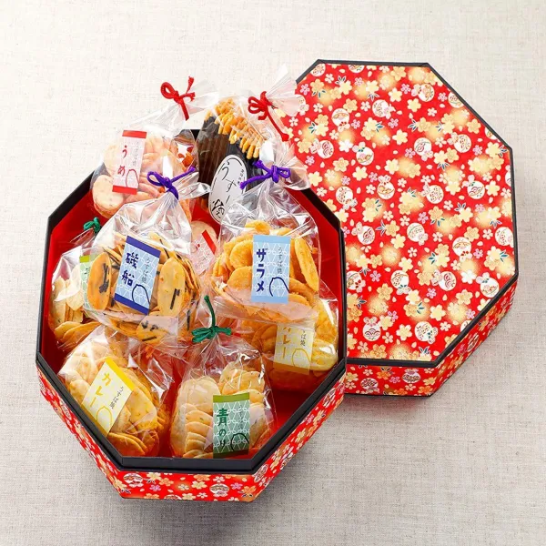 うすば焼 八角 （せんべい ギフト 包装済み 手提袋付き 和紙 箱 海外 人気） 薄葉 도자기 팔각 [백중날 추천] (전병 선물 포장 된 手提 봉투 포함 종이 상자 해외 인기), 1