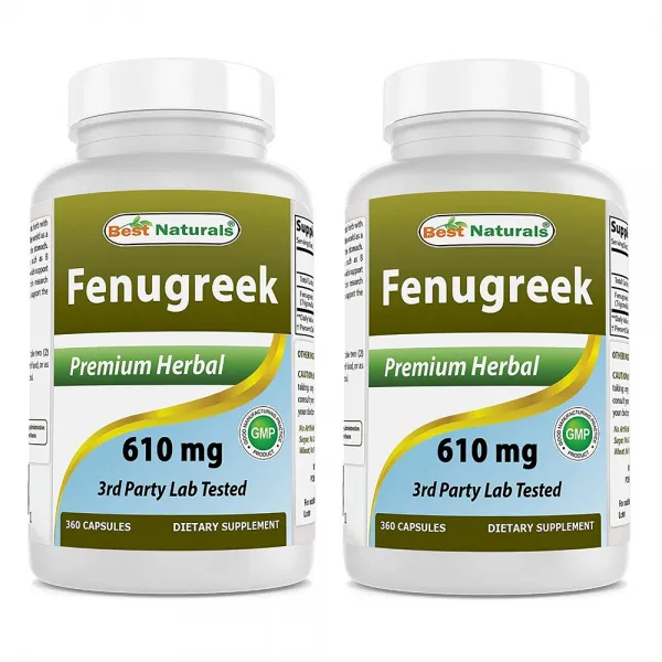 Best Naturals (2병) 베스트네츄럴스 호로파씨앗 610mg 360캡슐, 1mg, 2개