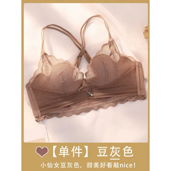 내의 여 얇은 유방 미 여름 섹시 노 와이어 조정형 소 가슴 수 부 처짐 볼륨 브라
