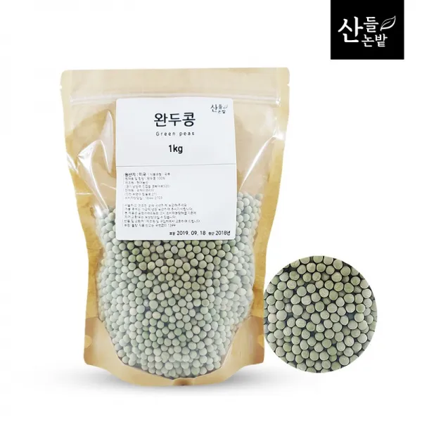 산들논밭 완두콩 1kg, 1개, 완두콩 1kg 지퍼백