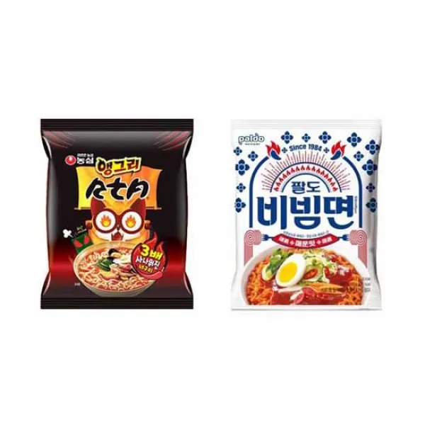 팔도 비빔면(매운맛)5개+농심 앵그리너구리5개, 1세트