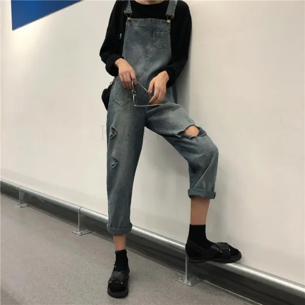 Kirahosi 박시 데님 멜빵바지 학생 귀요미 데일리 466호+덧신증정 Dnzh4ni4