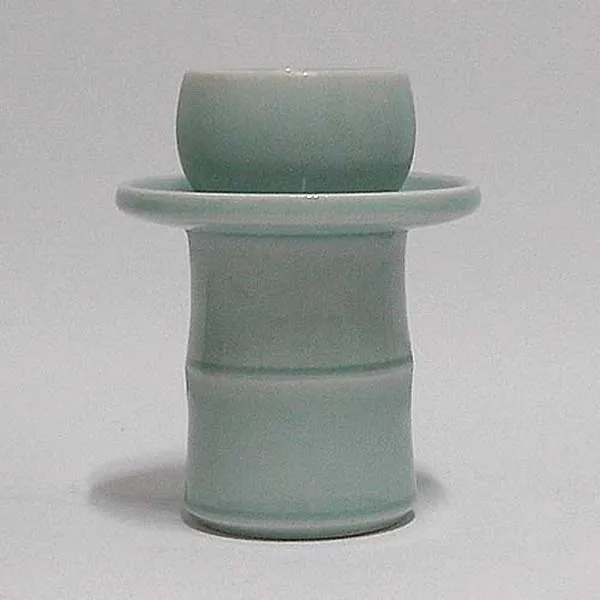 우리도예 이천명장물레계영배 무지청자유 백자 상감청자 진사 연리문 (12종택1), 1세트, 청자유 대나무형 계영배