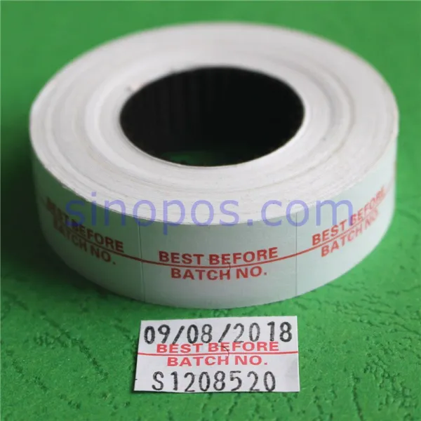 배치 전에 가장 좋습니다. 2 라인 라벨 23x16mm 만료 생산 날짜 번호 labeller #6600 라벨 롤 가격 건 라벨러 리필
