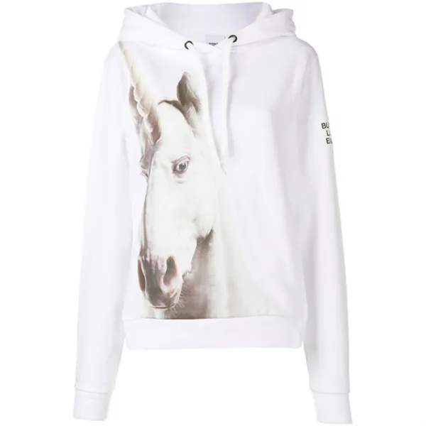  Pji 버버리 8013675 여성 유니콘 프린트 후드 티셔츠