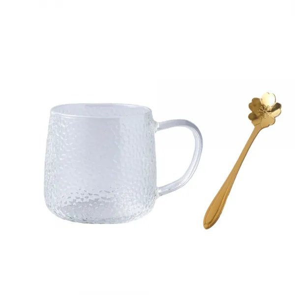 노르딕 퍼퓸 컵 세트 아이디어 컵 집용 거실 내열 냉수 포트 유리컵 티팟, 망치눈살투명색컵+벚꽃스푼