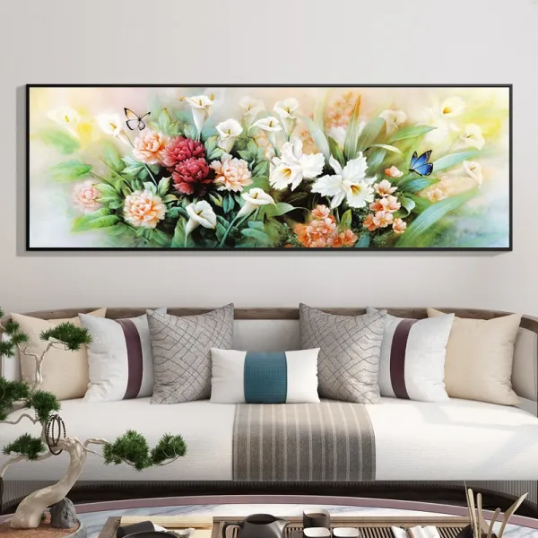 가온나래 화려한 꽃과 한쌍의 나비 전체보석십자수 집에서취미, 110x45cm