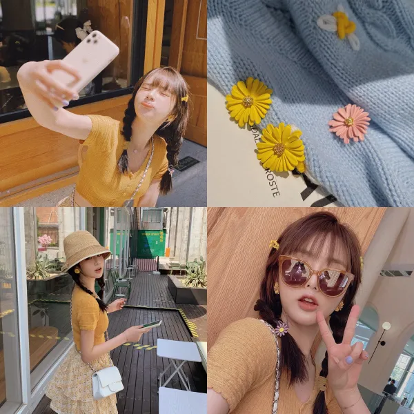 임산산산 가든 몽환 꽃송이 해후 봄일소녀마음 925은소 데이지 진주 플라워 귀걸이