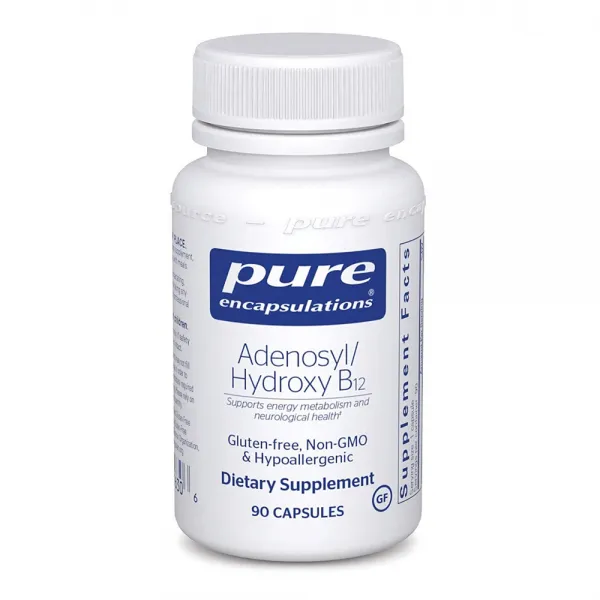 Pure Encapsulations 비타민B12 히드록소코발라민 + 아데노실코발라민 2000mcg 90캡슐 악성빈혈 브레인포그, 1mg, 2개