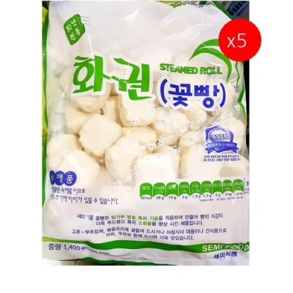  더착한푸드 세미 수제화권 1.4k 5개 식자재마트 대용량 업소용 수제화권 빵 즉석식품 간식 분식재료 딤섬 꽃방 꽃빵딤섬