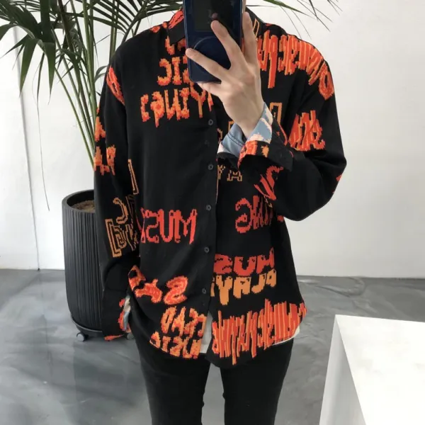 라일라이 / S/S 불꽃 프린팅 남자 루즈핏 남방 셔츠