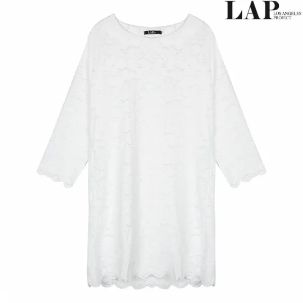 LAP 랩(LAP) 7부소매 펀칭원피스 AH2WO342_WH_Q3N4