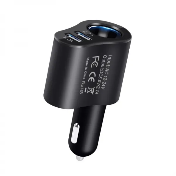 자동차 점연기 1대 2 차량용 충전기 1대 3 다기능 휴대폰 급속 충전USB 어댑터 홀더, 작달막하고 힘차다[검다]