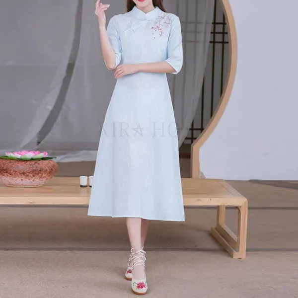 kirahosi 복고 여성 린넨 원피스 박시 에스닉룩 193호+덧신증정 Wslsy0x