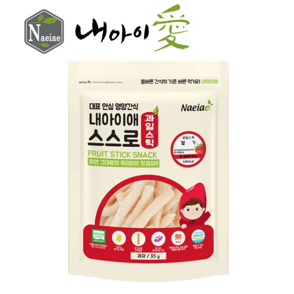내아이애 유기농 아이과자 쌀과자 떡뻥 모음 특가 할인전(추가증정 이벤트), 1개, 유기농 스스로 과일스틱 딸기