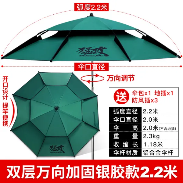 Mar.23 71번 맹공낚시 우산 2.2m 폭우방지 우산 2.4 두껍게 자외선 차단 우산 챙기기z 3_ 바람 에 강 한 보강 두 꺼 운 실 버 접착제.