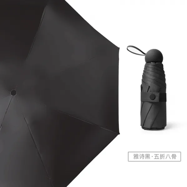 컴팩트한 휴대용 파라솔 자외선 차단 우산 청우 차양 여자 블랙 오프셋 수동
