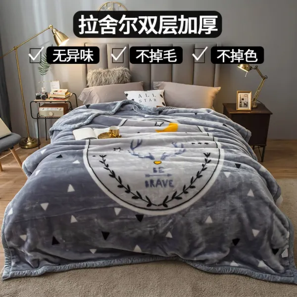 산호 양털 담요 이불 겨울 더블 두꺼운 따뜻한 담요 구름 담요 여름 얇은 단일 학생 기숙사, 안녕히 주무세요 Mr. Deer