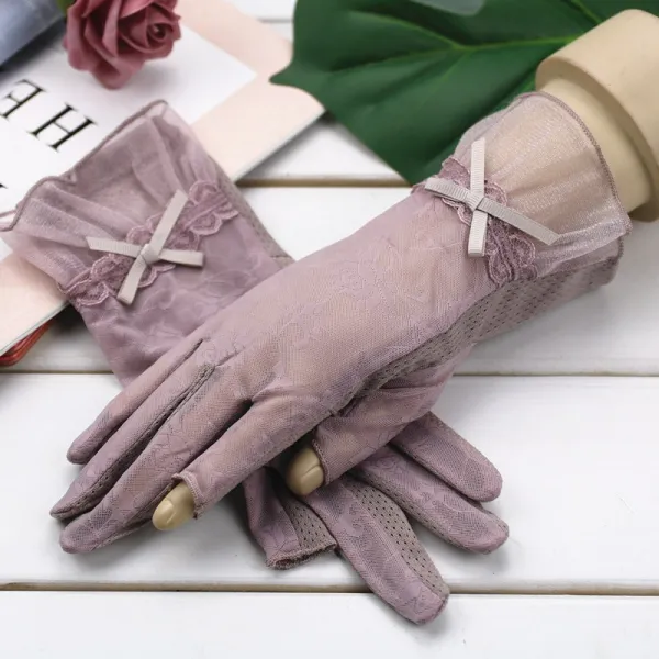 골프장갑세트 반지 레이스 자외선차단 장갑 여성 여름 비스코스 반장갑 미끄럼방지 운전 실외 운동 얇은타입 C04 팥고물 보라 비스코스 두 손가락을 내밀다 장갑