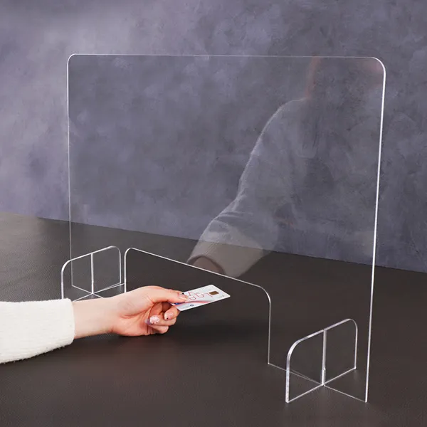 투명 아크릴 가림막 책상 칸막이 이동식 약국 병원 비말 차단막 60x40cm 3t _창구형