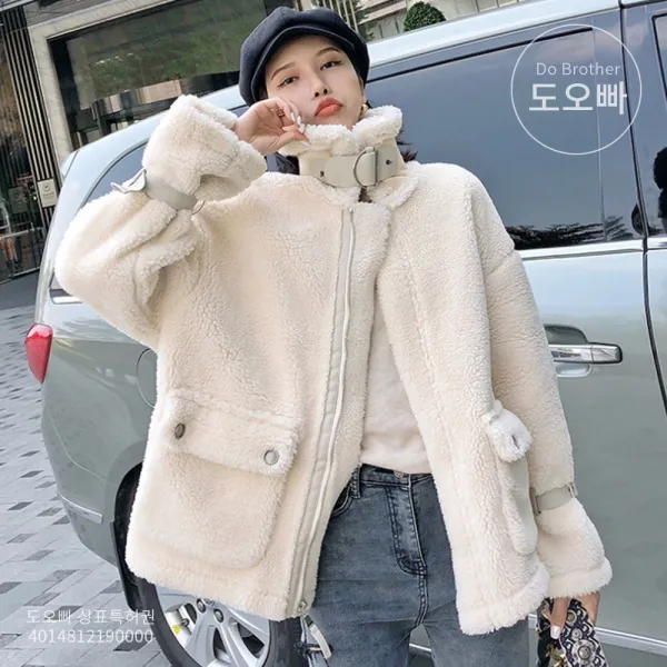 도오빠 오버핏 여성 자켓 양털 코트 빅사이즈 루즈핏 박시 여자자켓 숏코트 점퍼 무스탕 20대 30대 패션 데일리 캐주얼