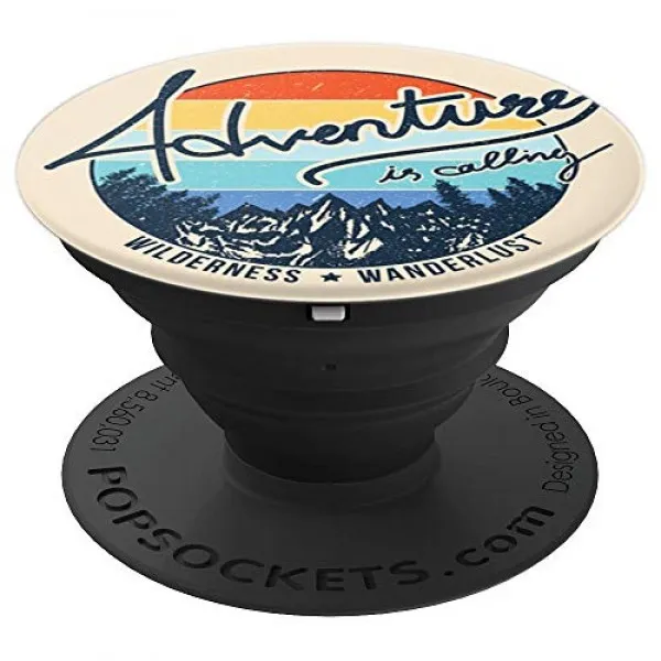 어드벤처가 전화를 걸고 레트로 마운틴 방랑벽 PopSockets 그립 및 스탠드를 부르고 있습니다. The Great Outdoors Natur, 단일상품, 단일상품