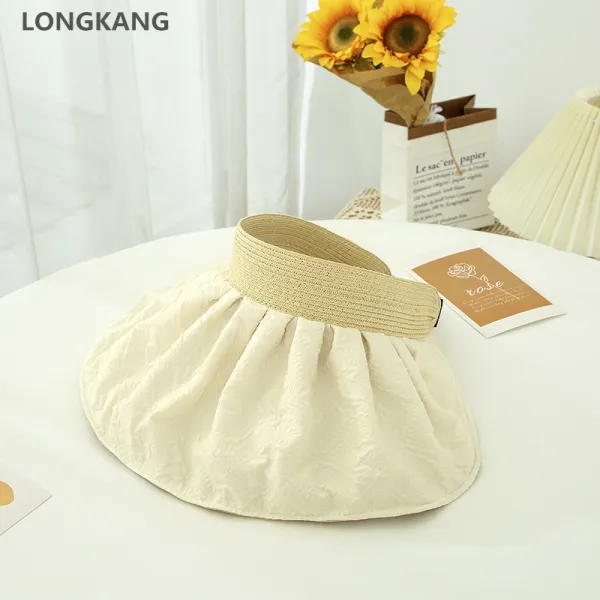 LONGKANG 여름 썬캡 여자 자외선 차단 캡 모자 여자 여름 아웃도어 선캡 주름