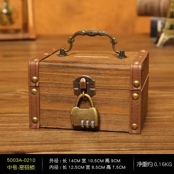 동전저금 골동품 궤짝 비즈보관함 보물상자가방, 중간 조합 잠금