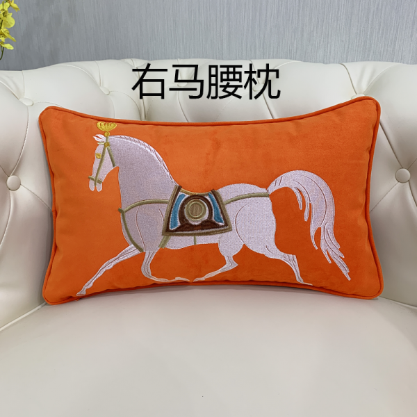 쿠션 에스프레소 럭셔리 현대적인 심플 베개 유럽식 미국식 모델하우스 인테리어 쇼파 C21 주황색 오른쪽 말 허리베개