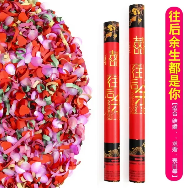 결혼기념일 예포 완전무결 결혼식이 분화통 조업을 시작함 개업 생일 페스티벌 손잡이 채색 꽃잎비, 80cm 예화 40 뿌리 룩 구매하면, 앞으로 여생 오색리본 _사랑하트 _도