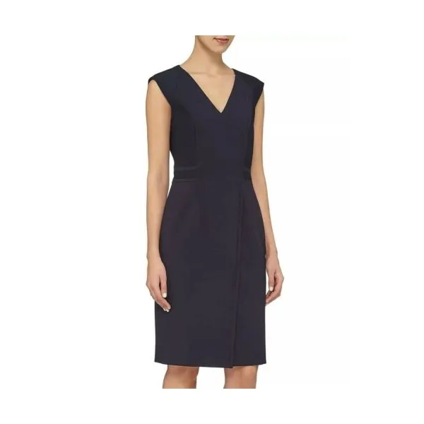 125750 BOSS Hugo Boss Womens Dadama 블랙 V-Neck Knee-Length Sheath 드레스 10 US 46 IT