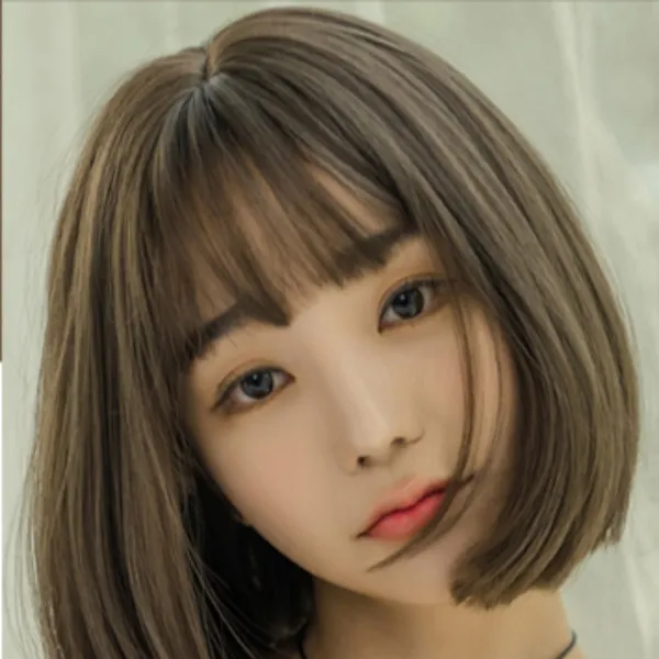 여자 짧은 단발 커트 머리 스타일 통가발 3컬러 1개 브라운