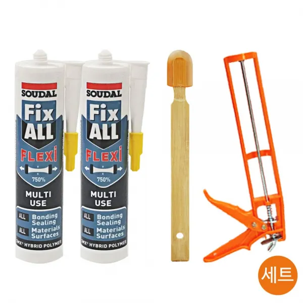 수달flexi 백색 무취 고탄성 방수 강력접착실리콘 2개+헤라+플라스틱건 Fixall Flexi 플렉시 
