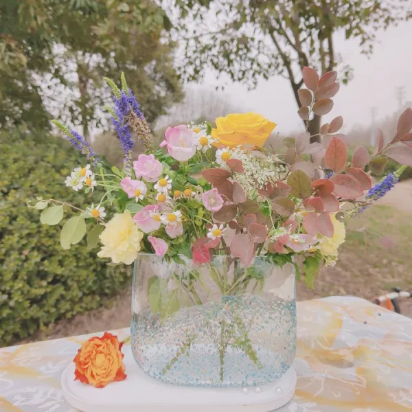 빙하 꽃병 심플 무드 인싸템 극언 투명 옥의 일종 진기함 생화꽃 가볍게 사치한 거실 식탁 꽃꽂이 보틀 해양 가방 하이 16 입 단경 4