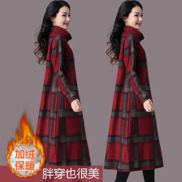 2019 가을 모직 와이드 마나님 원피스는 중년 엄마 슬립보다 날씬해 보인다